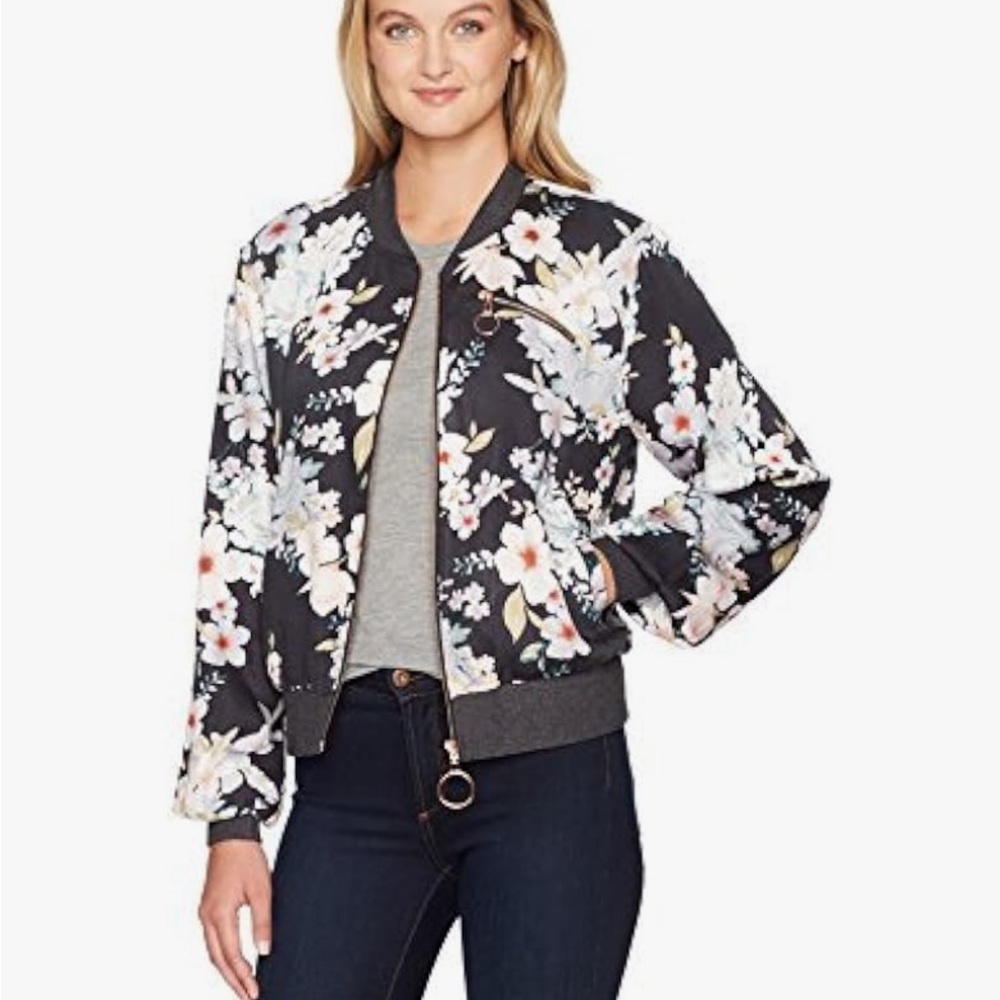 Somedays Lovin Mystic Nights Floral Print Bomber Jacket Size Large